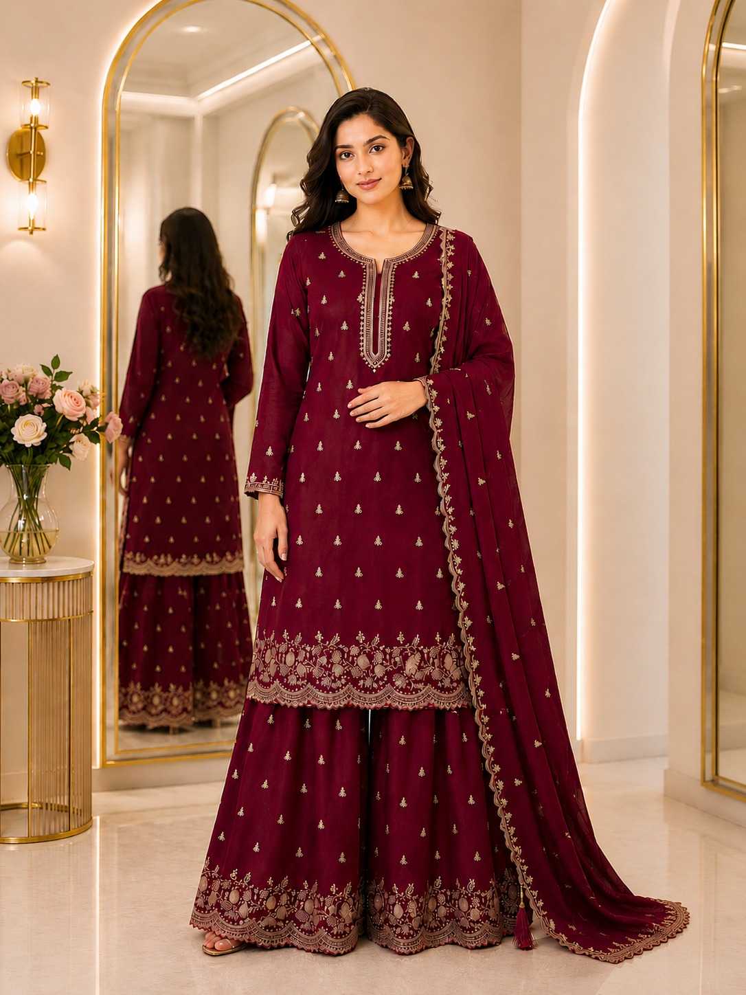 Faux Georgette Embroidery Suit