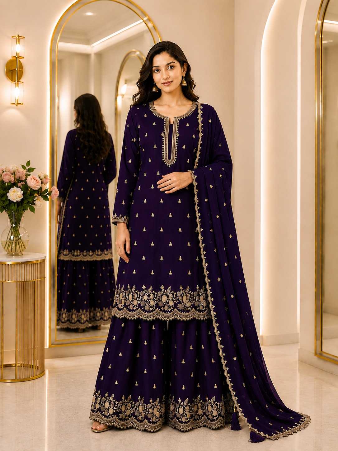 Faux Georgette Embroidery Suit