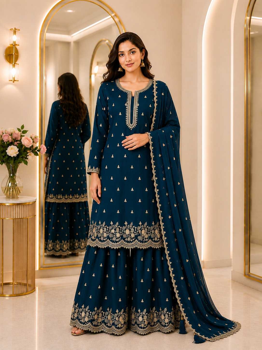 Faux Georgette Embroidery Suit