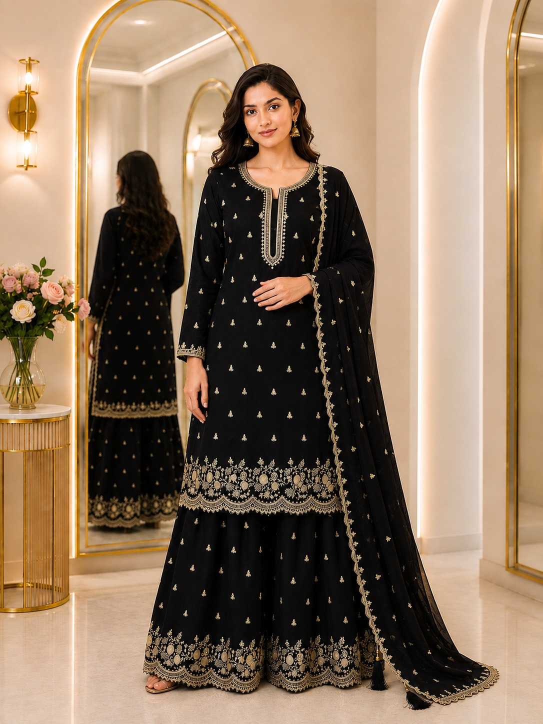 Faux Georgette Embroidery Suit