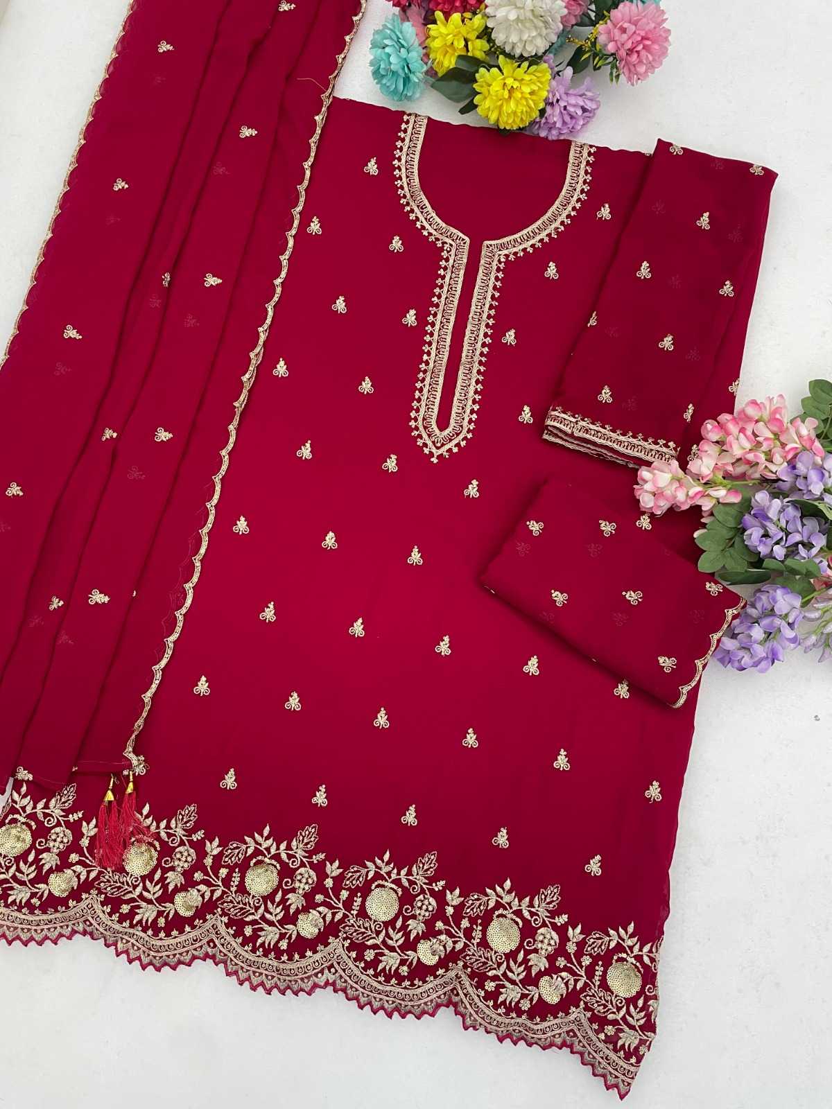 Faux Georgette Embroidery Suit