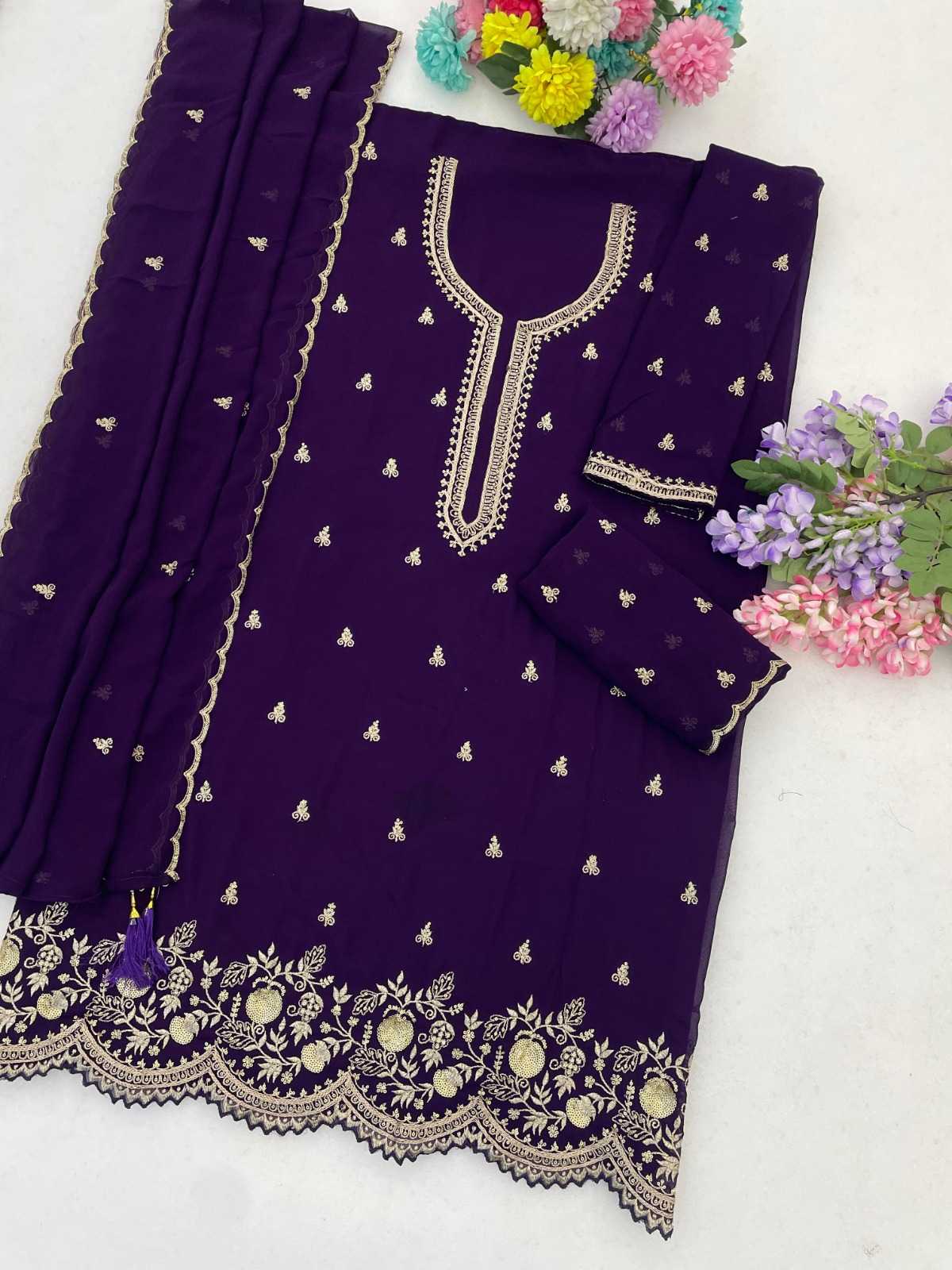 Faux Georgette Embroidery Suit