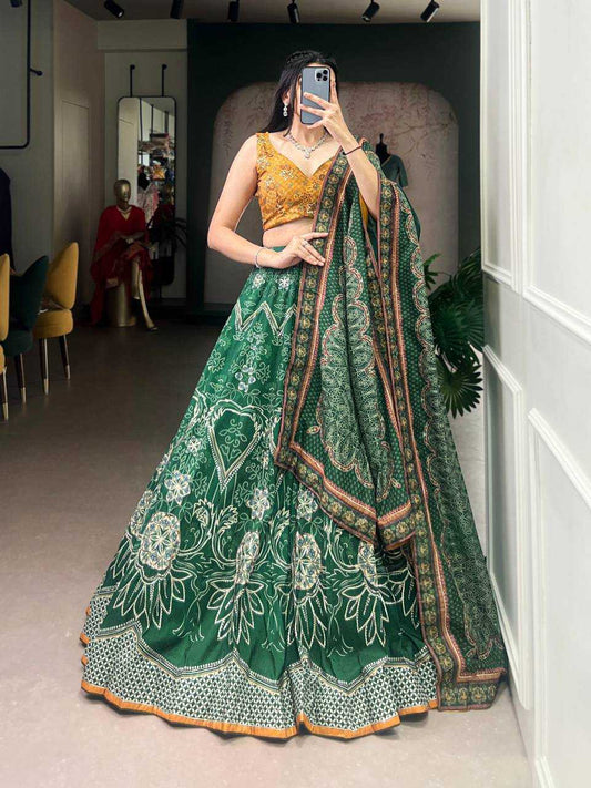 Silk Traditional Lehenga in Rama