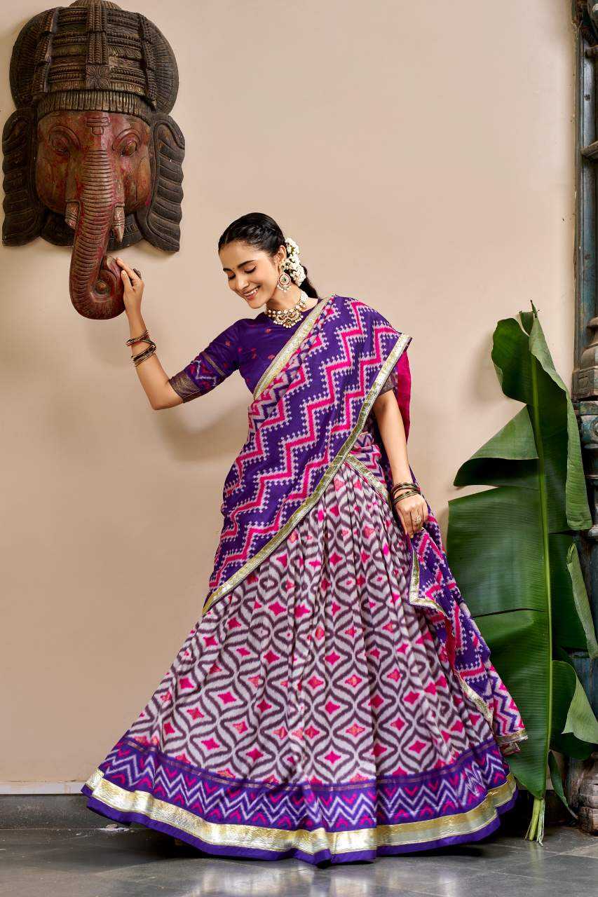 Tussar Silk Lehenga in Purple