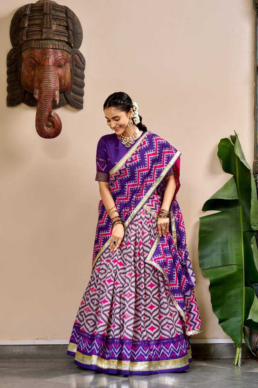 Tussar Silk Lehenga in Purple