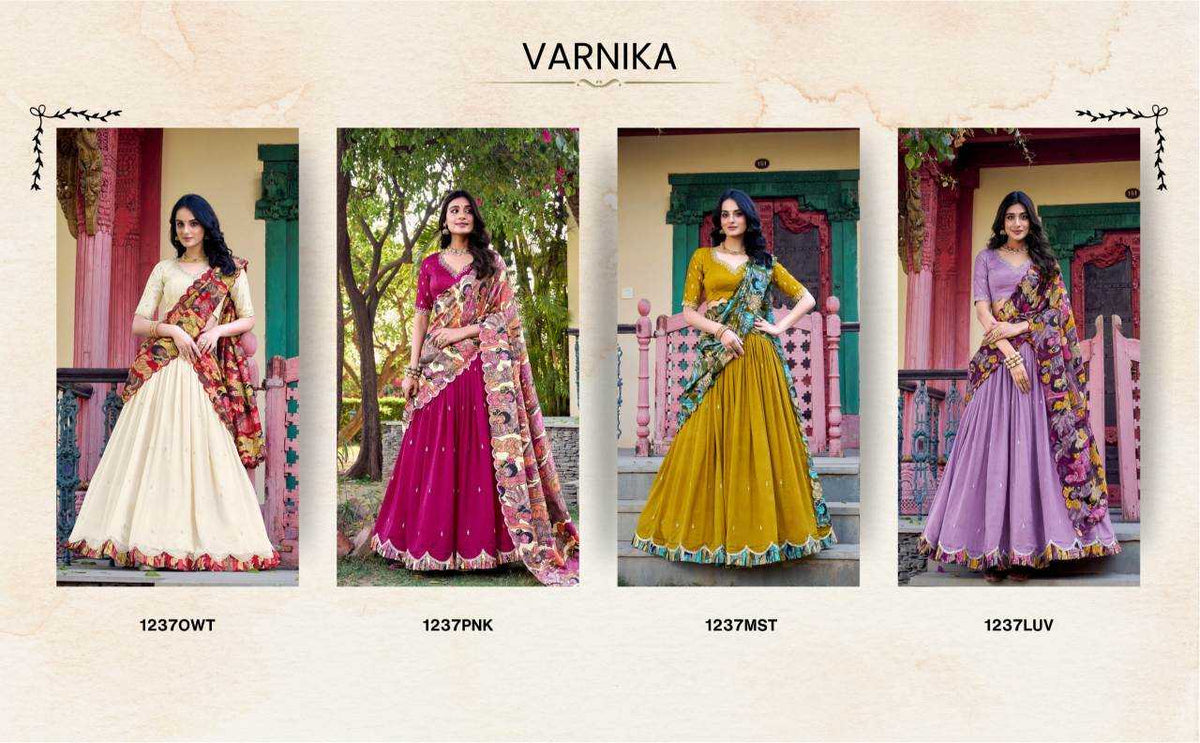 Vichitra Silk Lehenga in Mustard