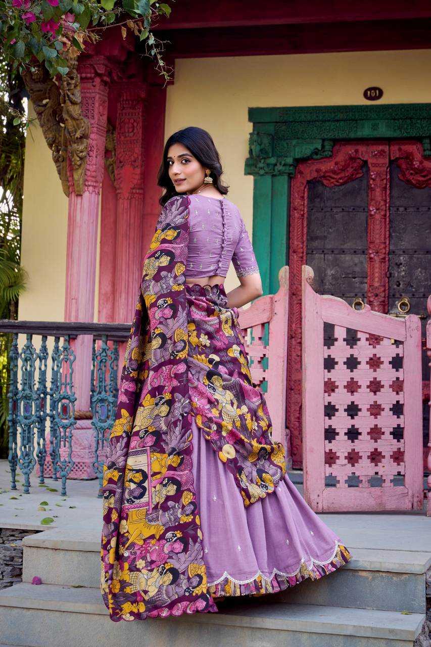 Vichitra Silk Lehenga in Mustard