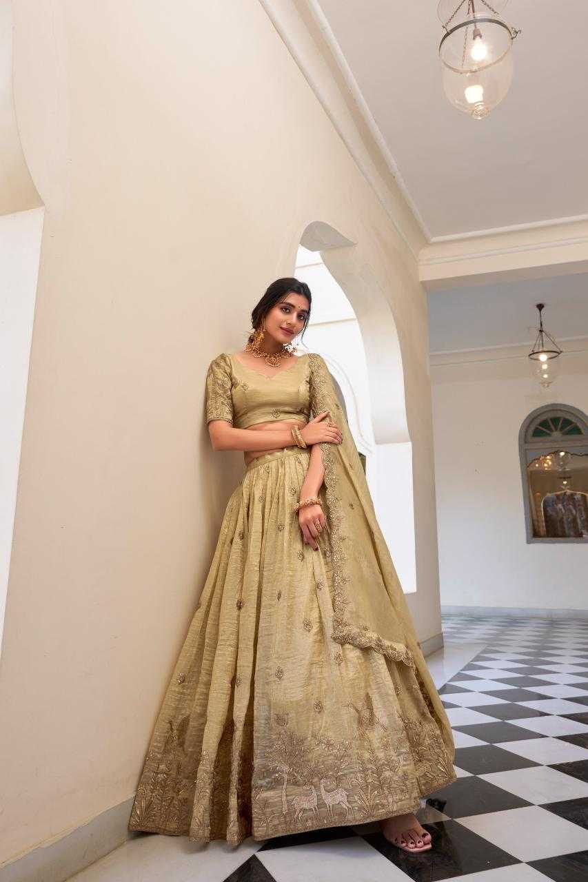 Soft Gold Crush Embroidered Lehenga