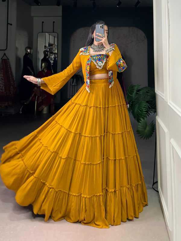 Pure Rayon Designer Lehenga in Black