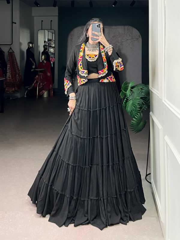 Pure Rayon Designer Lehenga in Black