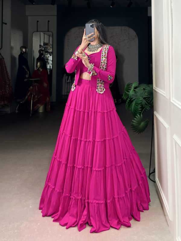 Pure Rayon Designer Lehenga in Black