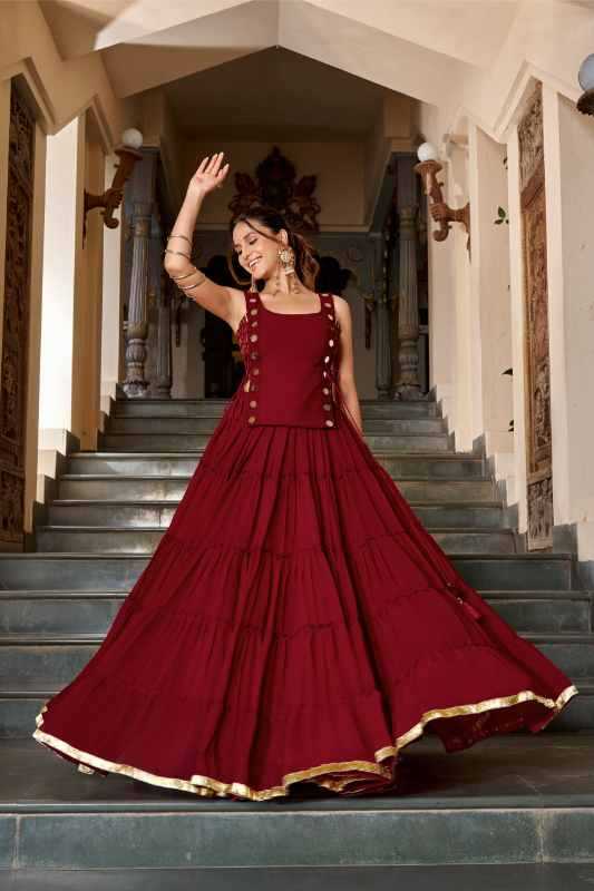 Cotton Designer Lehenga in Red