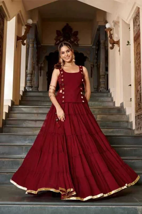 Cotton Designer Lehenga in Red