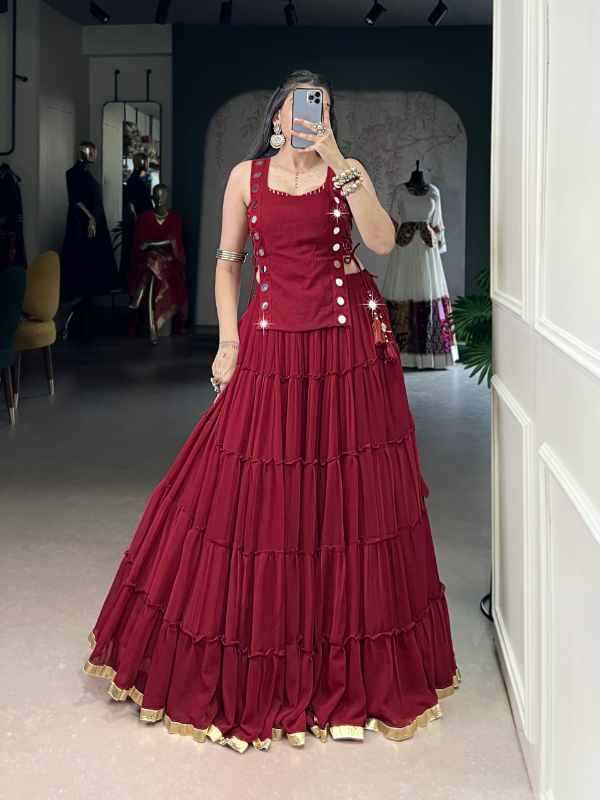 Cotton Traditional Lehenga in Red