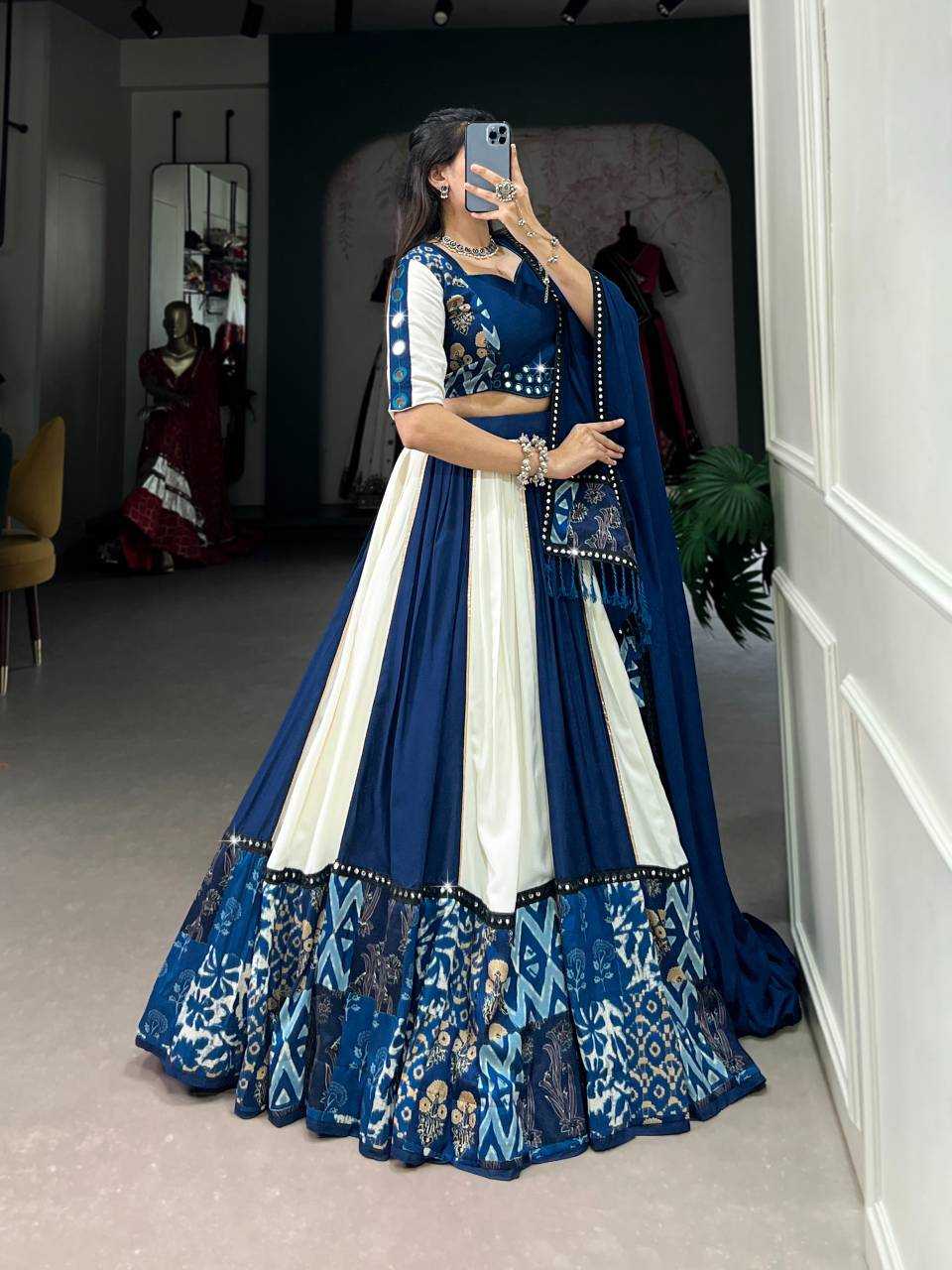 Pure Rayon Mirror Work Lehenga