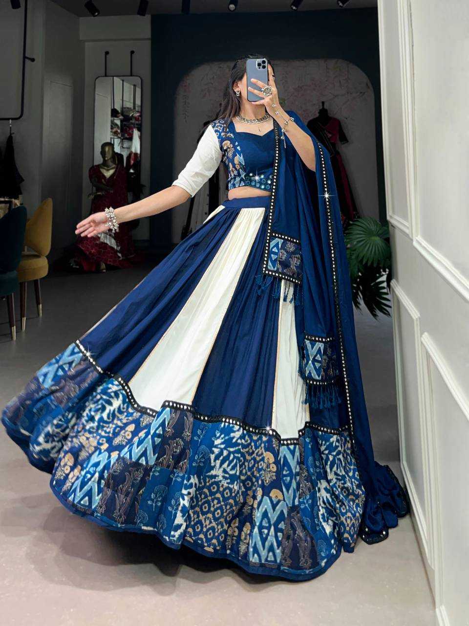 Pure Rayon Mirror Work Lehenga
