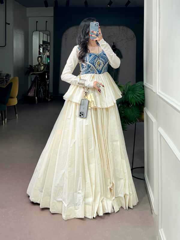 Pure Cotton Designer Lehenga in Gray