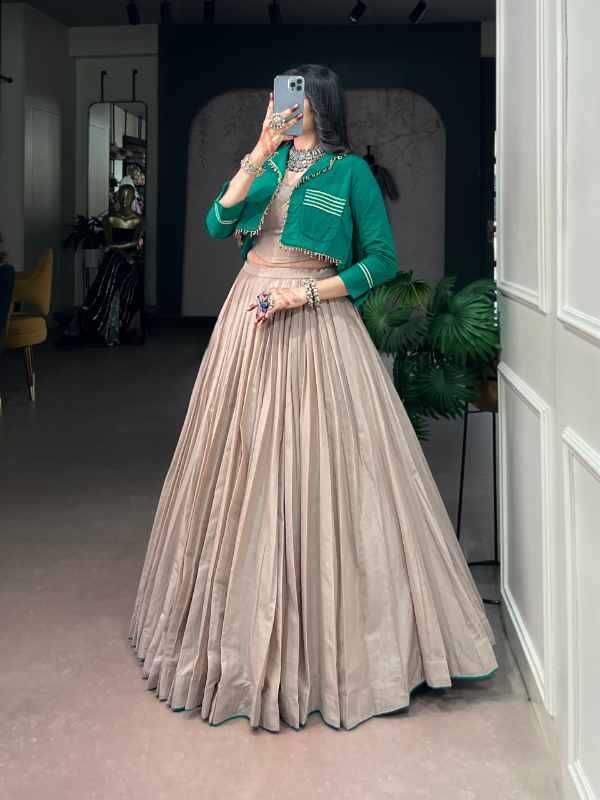 Pure Cotton Designer Lehenga in Gray