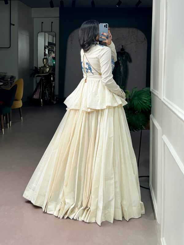 Pure Cotton Designer Lehenga in Gray