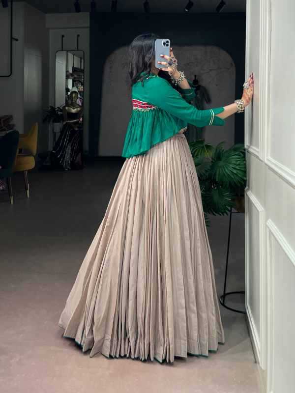 Pure Cotton Designer Lehenga in Gray