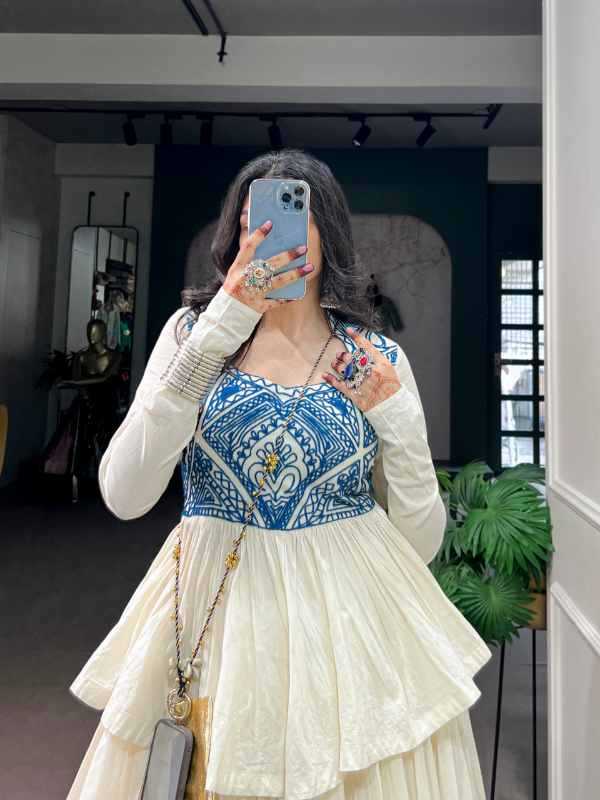 Pure Cotton Designer Lehenga in Gray