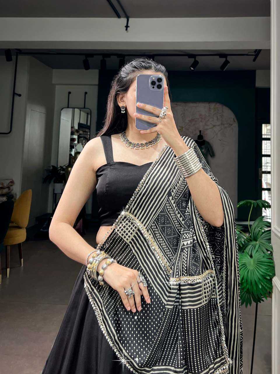 Silk Lehenga in Brown