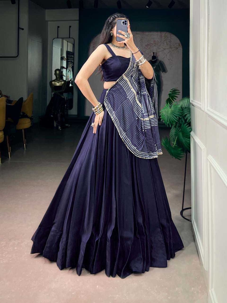 Silk Lehenga in Brown