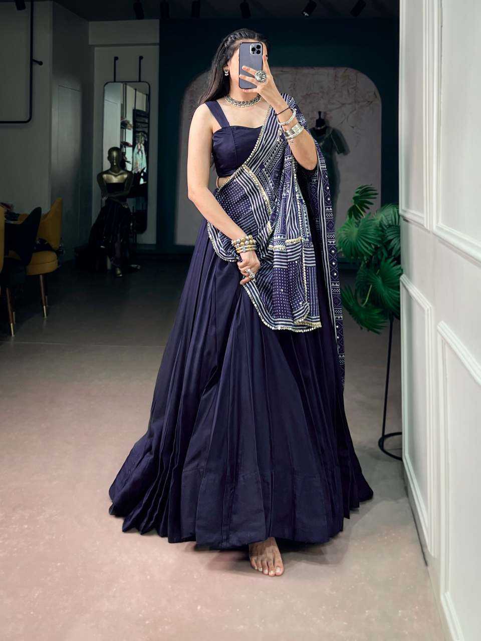 Silk Lehenga in Brown