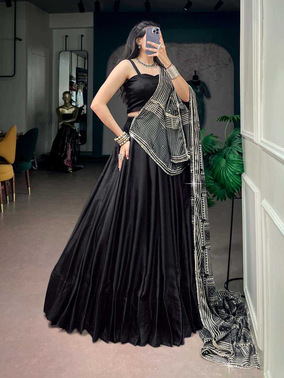 Silk Lehenga in Brown