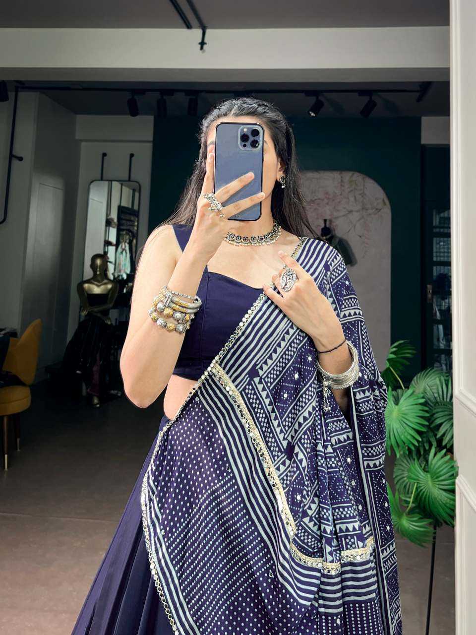 Silk Lehenga in Brown