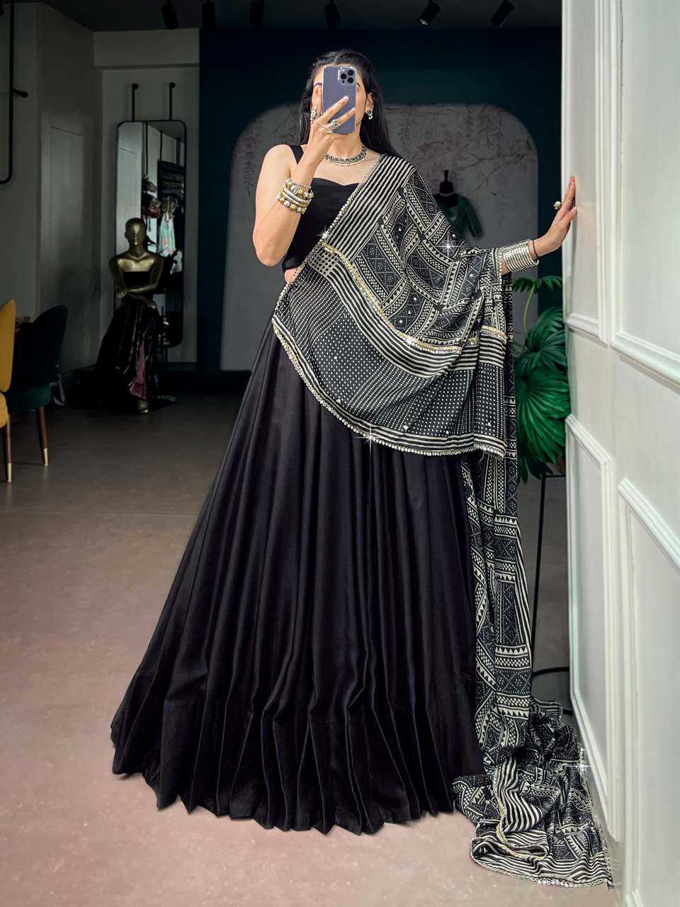 Silk Lehenga in Brown