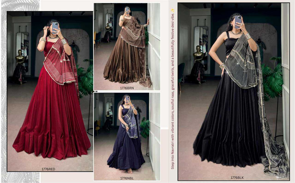 Silk Lehenga in Brown