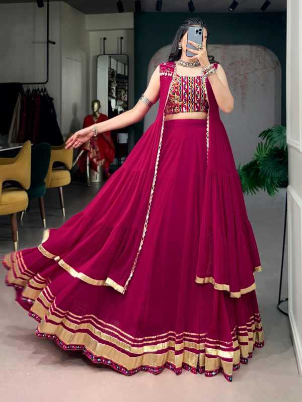 Crepe Mirror Work Lehenga 1782