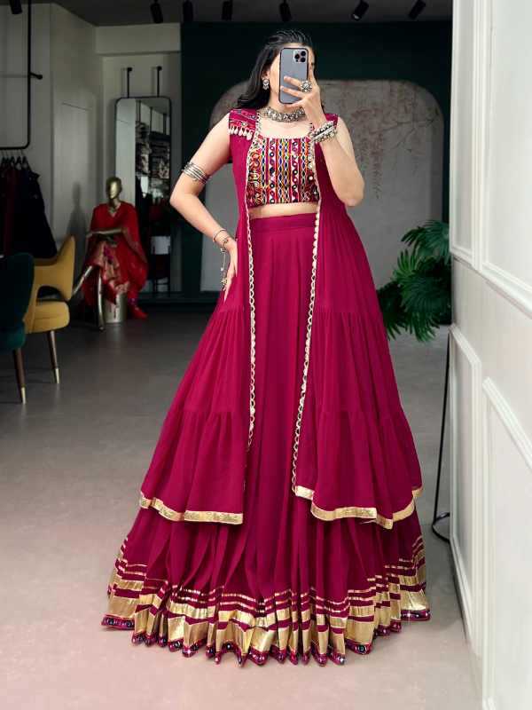 Crepe Mirror Work Lehenga 1782