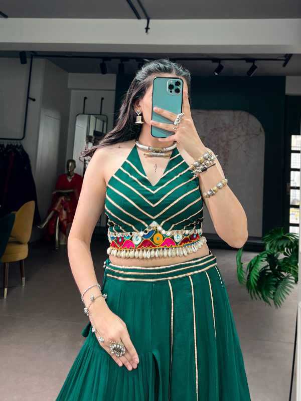 Crepe Mirror Work Lehenga