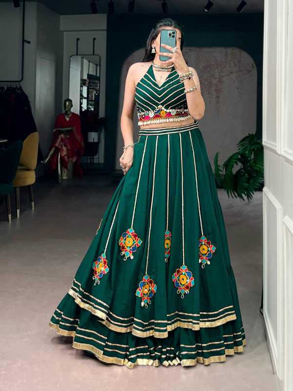 Crepe Mirror Work Lehenga