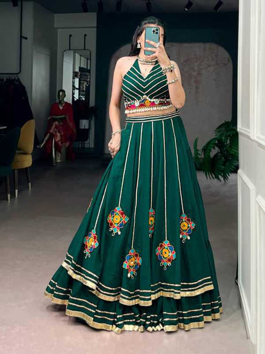 Crepe Mirror Work Lehenga