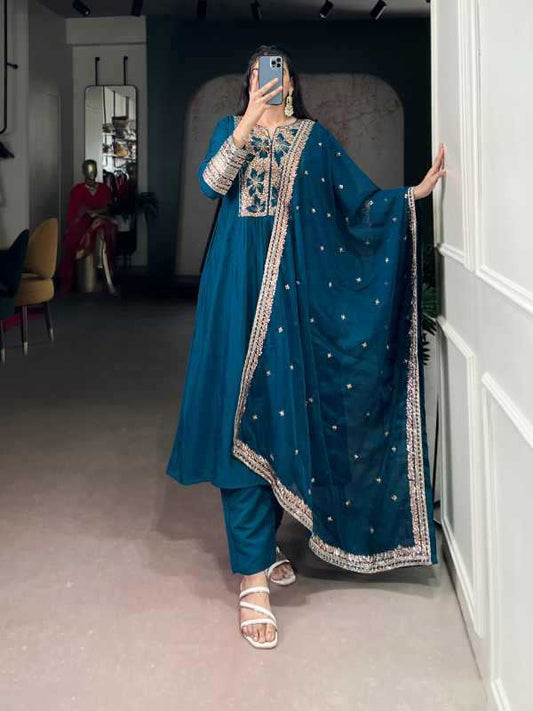 Heavy Roman Silk Embroidery Suit