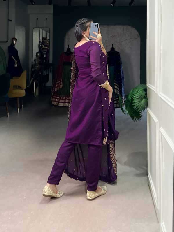 Vichitra Silk Embroidery Suit