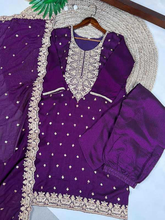 Vichitra Silk Embroidery Suit