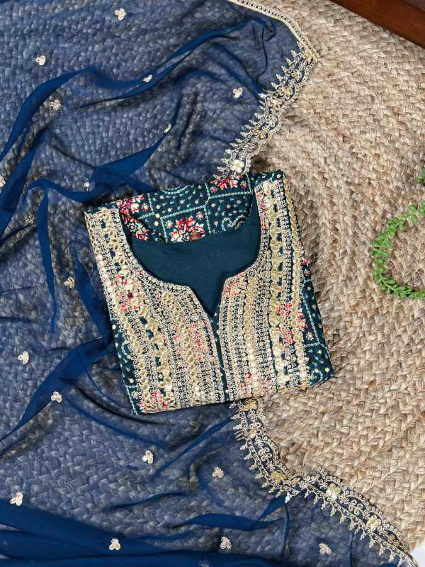 Pure Rayon Embroidery Suit