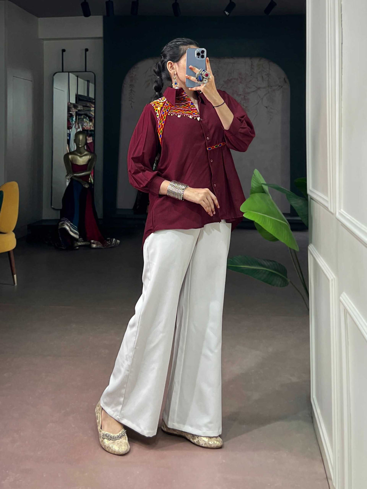 Chinon Top in Maroon
