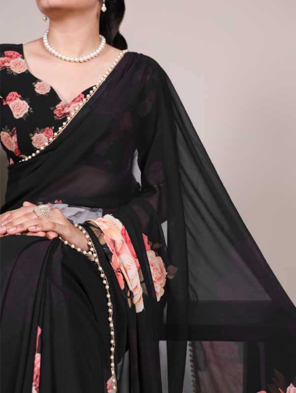 Georgette Printed Saree in Blue
