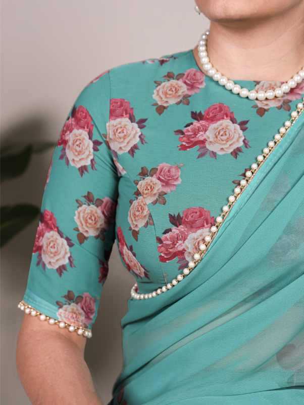 Georgette Printed Saree in Blue