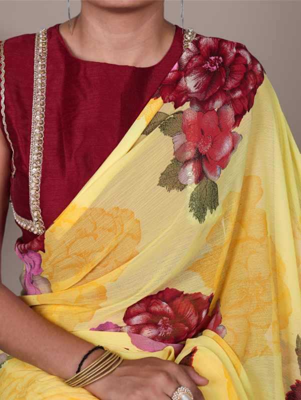 Chiffon Designer Saree in Pink