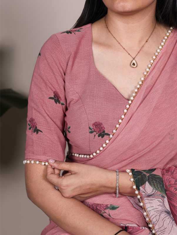 Silk Printed Saree in Violet