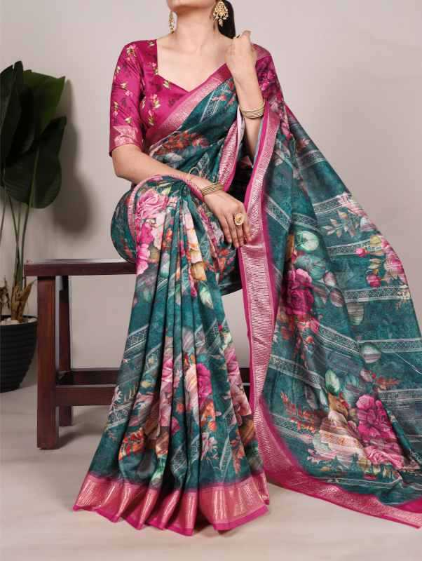 Tussar Silk Designer Saree in Blue