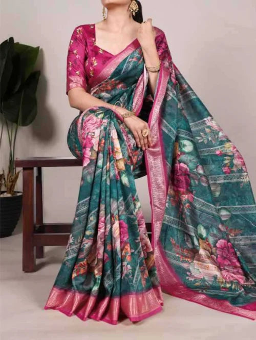 Tussar Silk Designer Saree in Blue