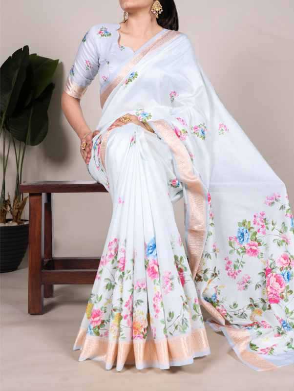 Tussar Silk Designer Saree in Blue