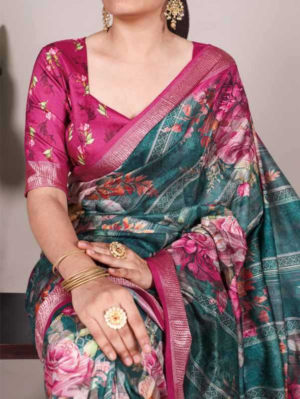 Tussar Silk Designer Saree in Blue